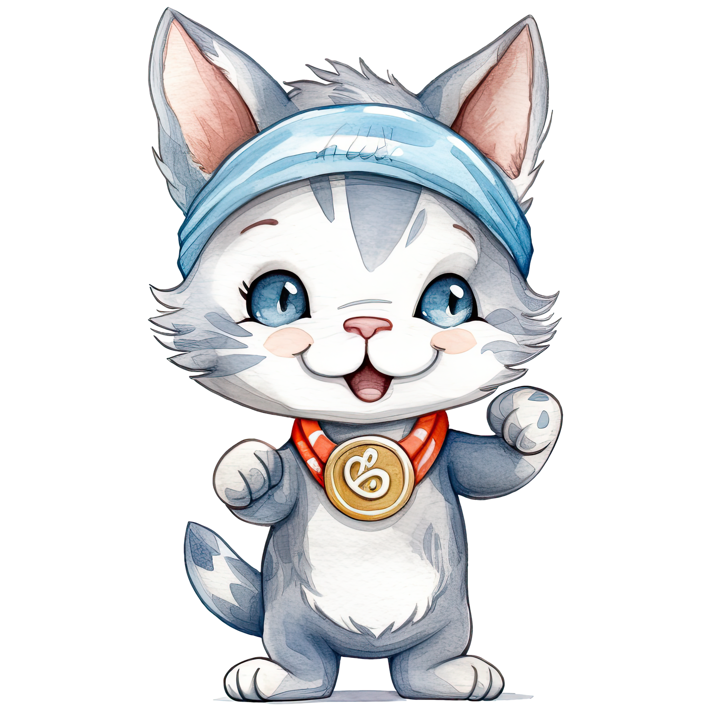 Cartoon Sports Cat Stickers Set 1-Print My Stickers