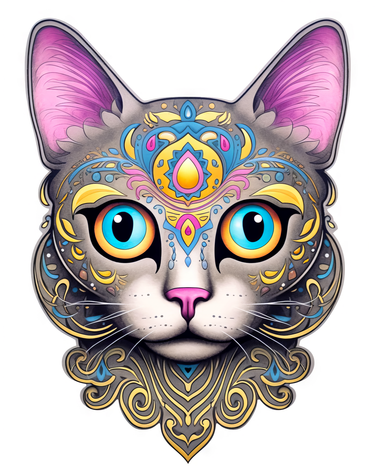 Abstract Cat Stickers-Print My Stickers