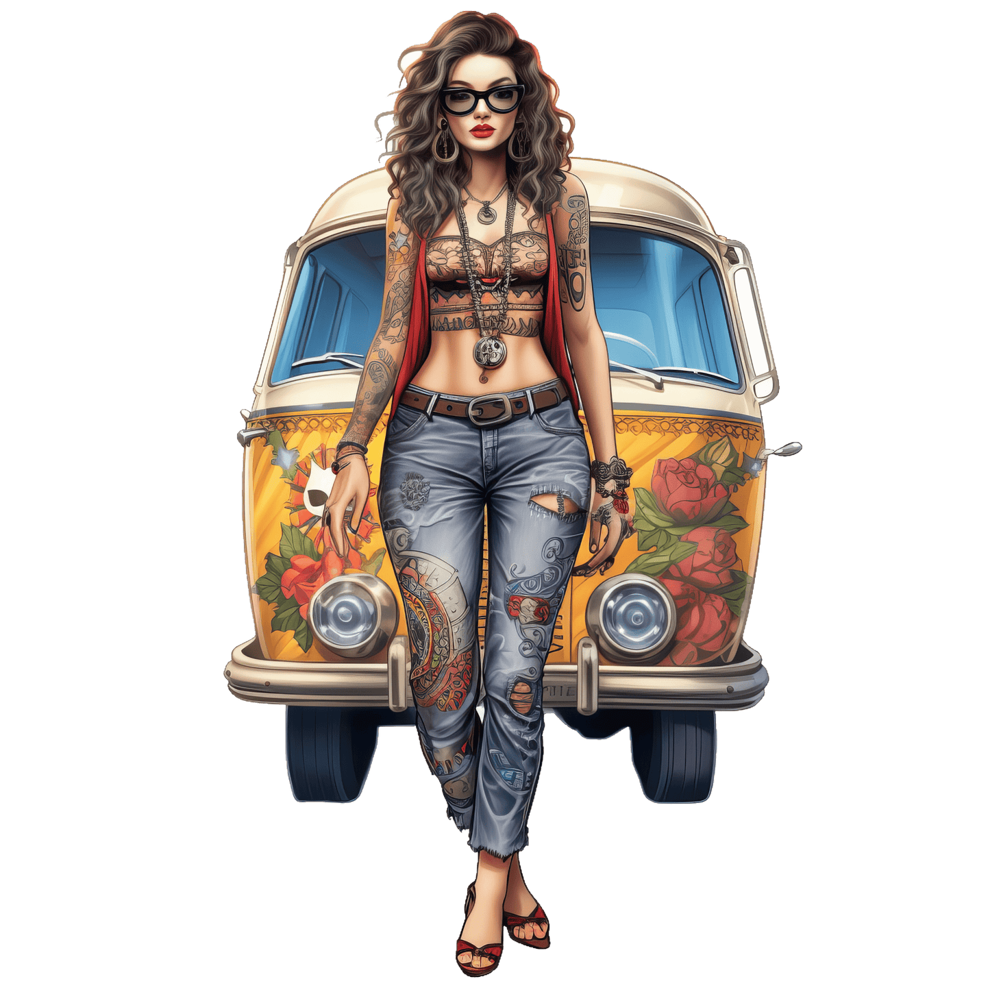 Hippie Young Girl Stickers-Print My Stickers