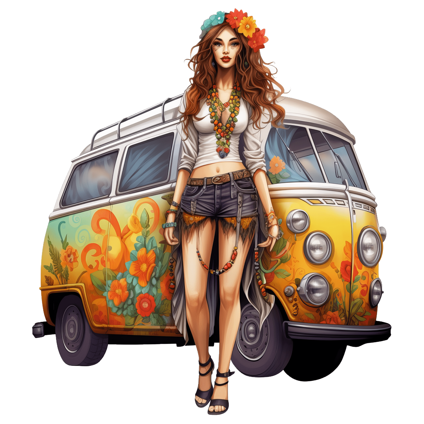 Hippie Young Girl Stickers-Print My Stickers