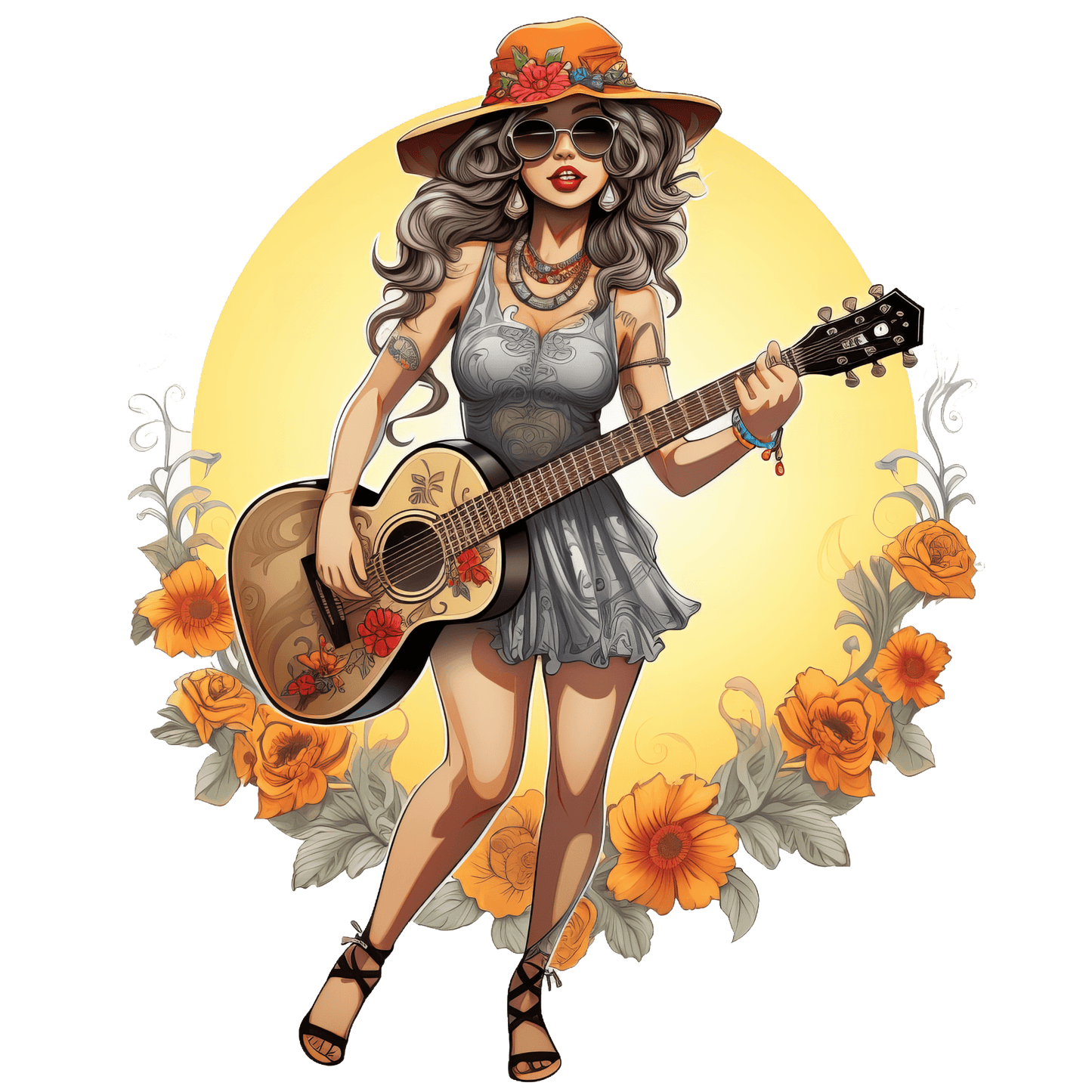 Hippie Young Girl Stickers-Print My Stickers