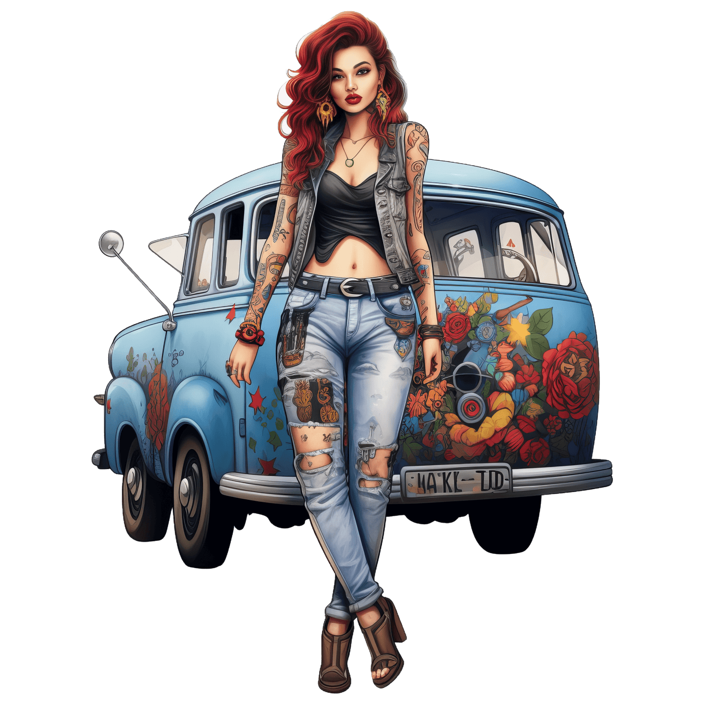 Hippie Young Girl Stickers-Print My Stickers