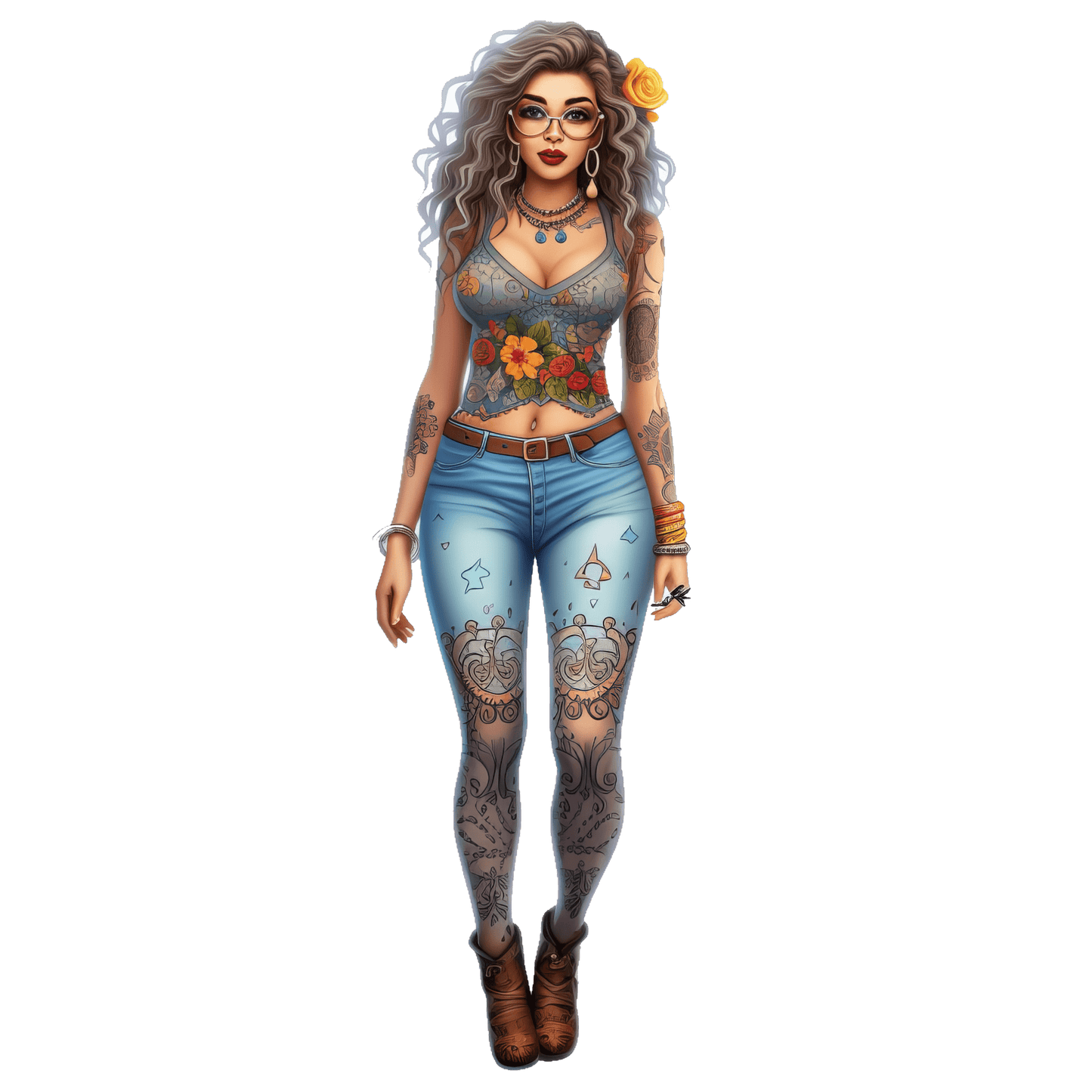Hippie Young Girl Stickers-Print My Stickers