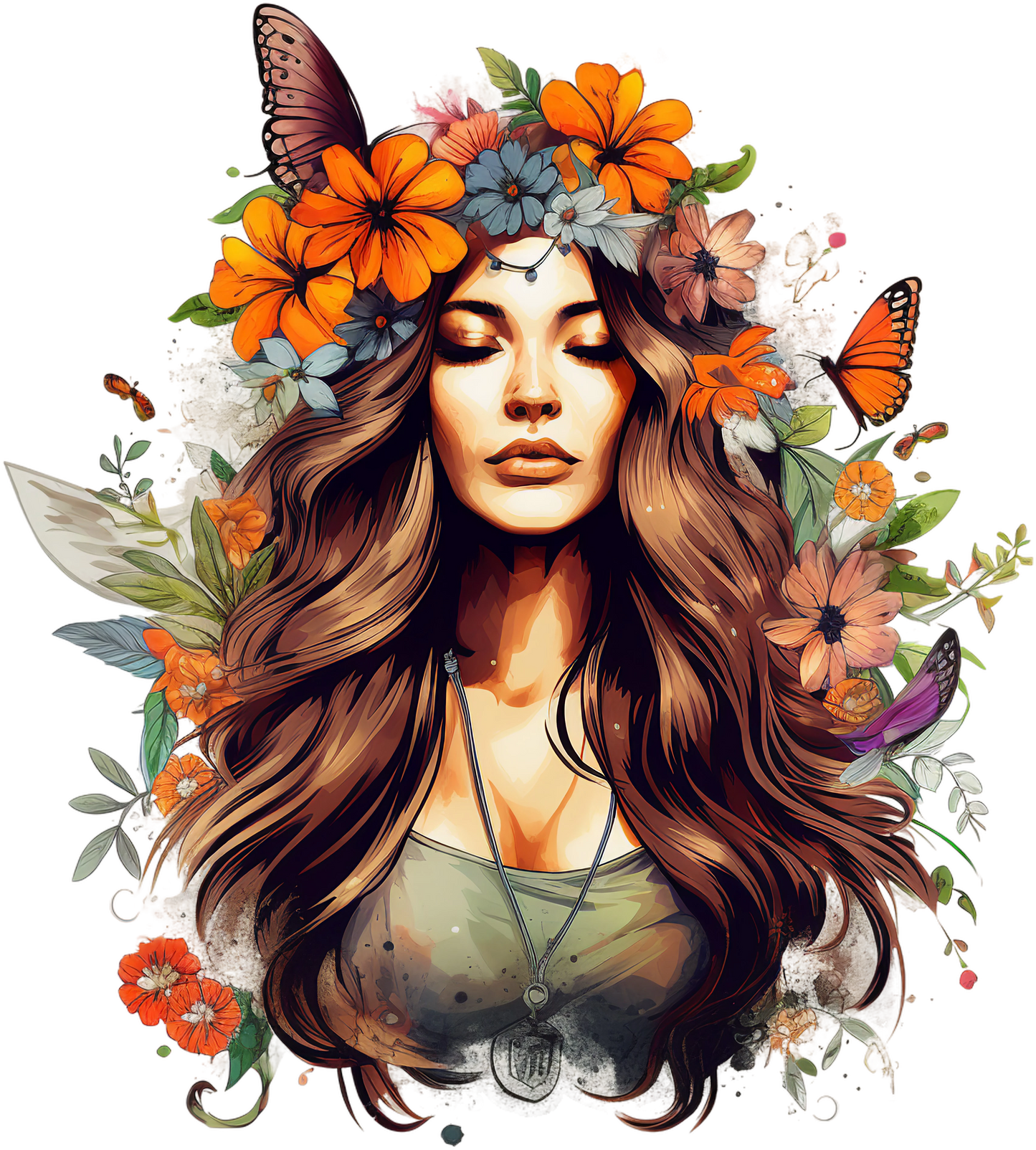 Hippie Girl Meditating Stickers Set 2-Print My Stickers