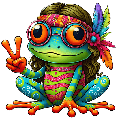 Hippie Frog Stickers - Print My Stickers