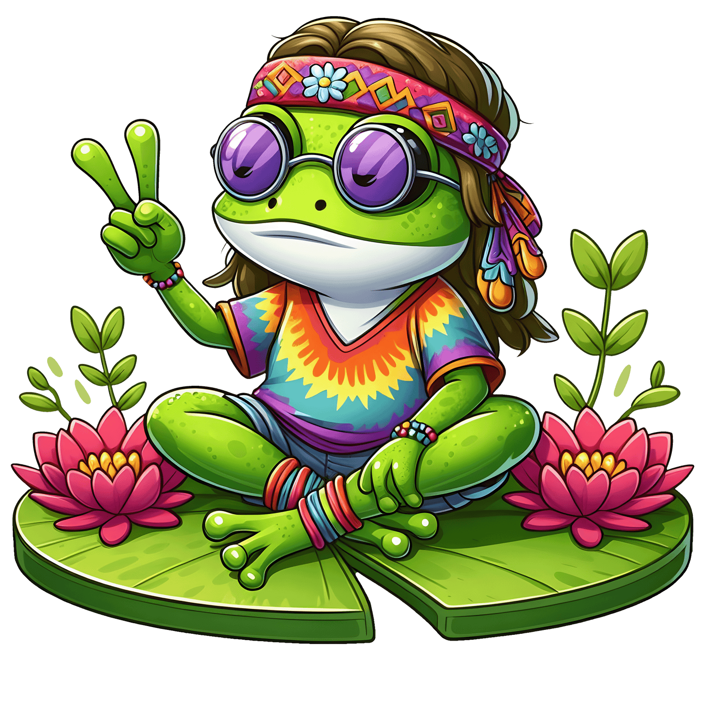 Hippie Frog Stickers - Print My Stickers