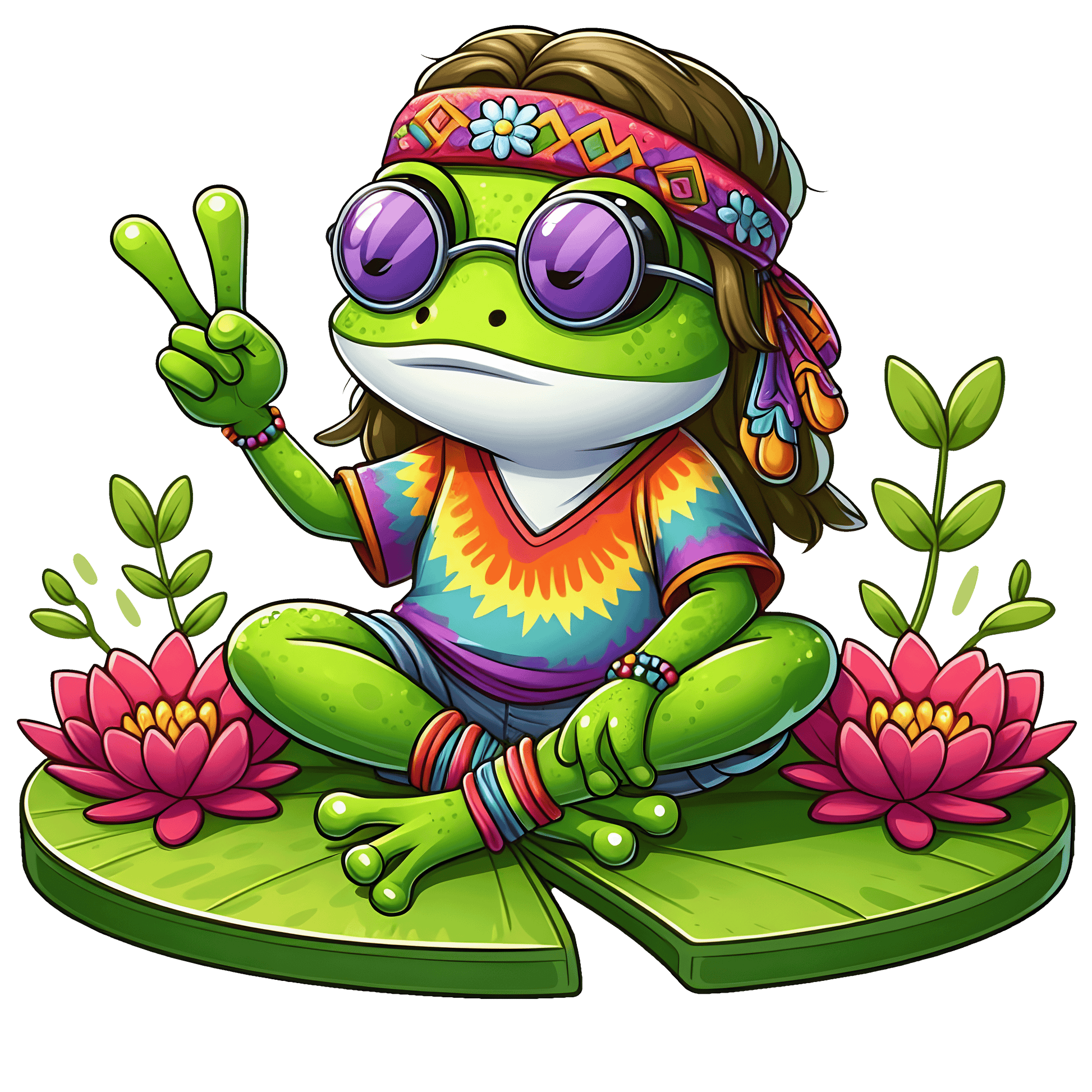 Hippie Frog Stickers - Print My Stickers