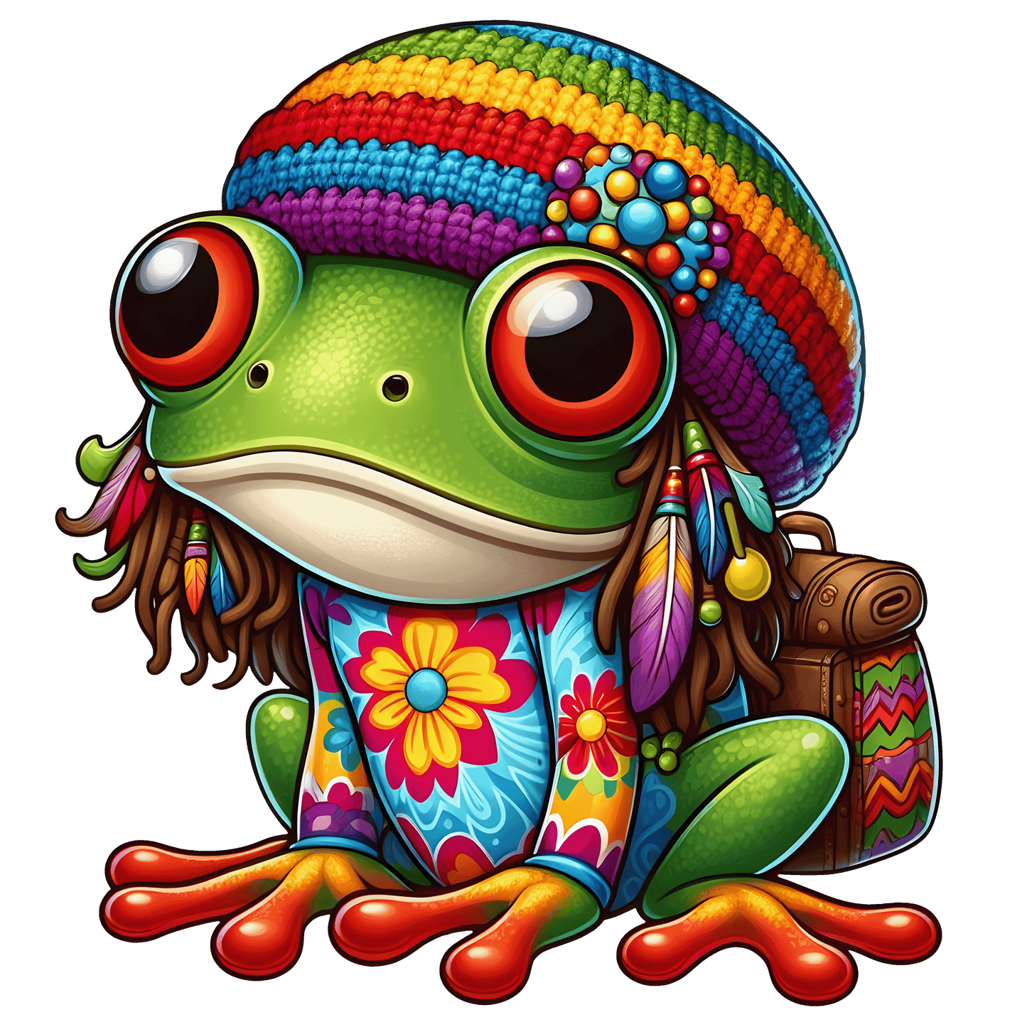 Hippie Frog Stickers - Print My Stickers