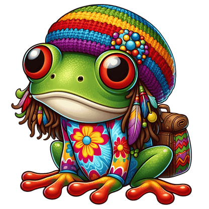 Hippie Frog Stickers - Print My Stickers