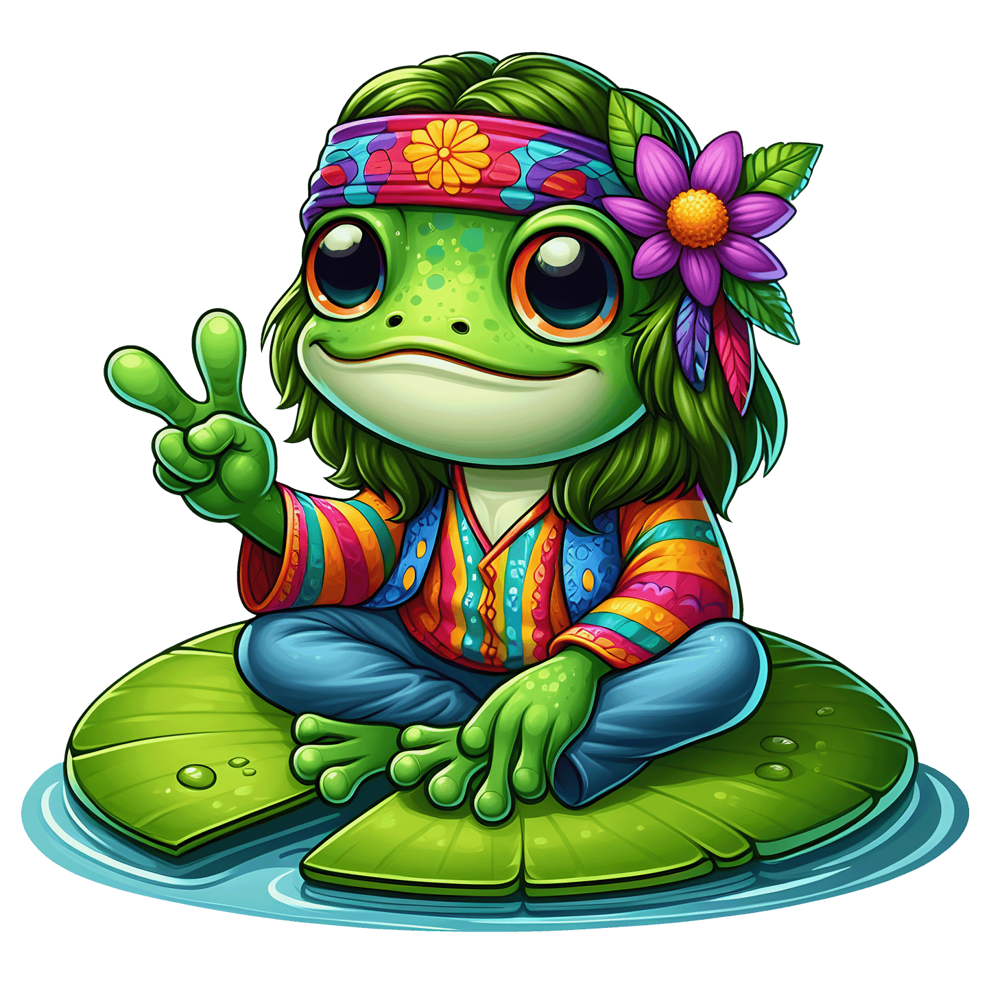 Hippie Frog Stickers - Print My Stickers