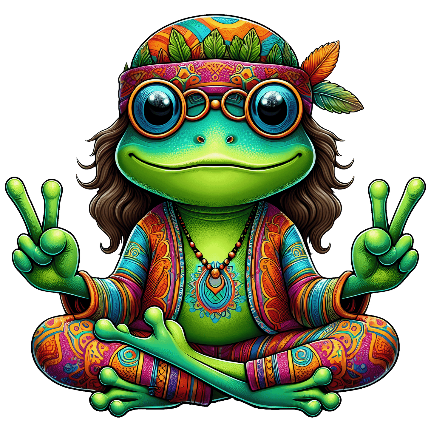 Hippie Frog Stickers - Print My Stickers