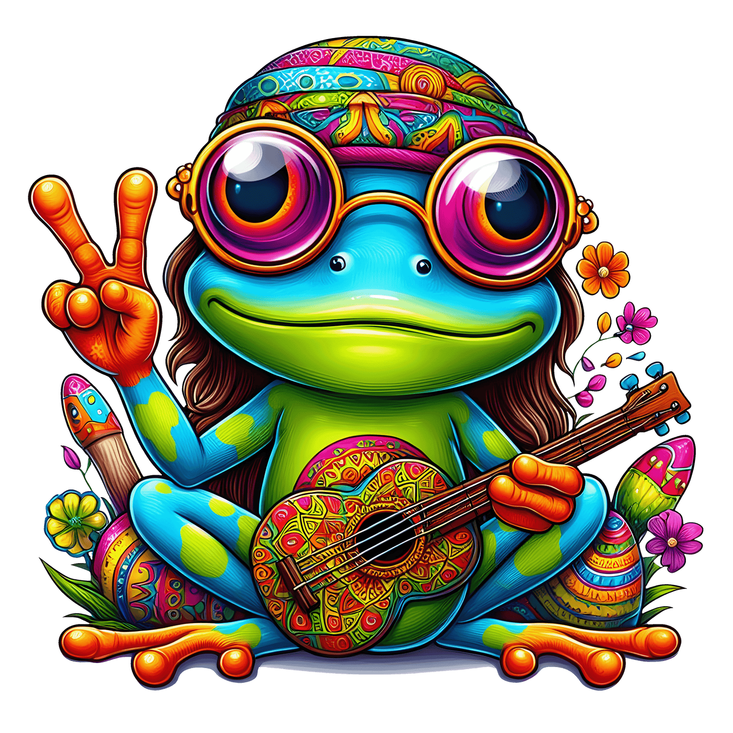 Hippie Frog Stickers - Print My Stickers