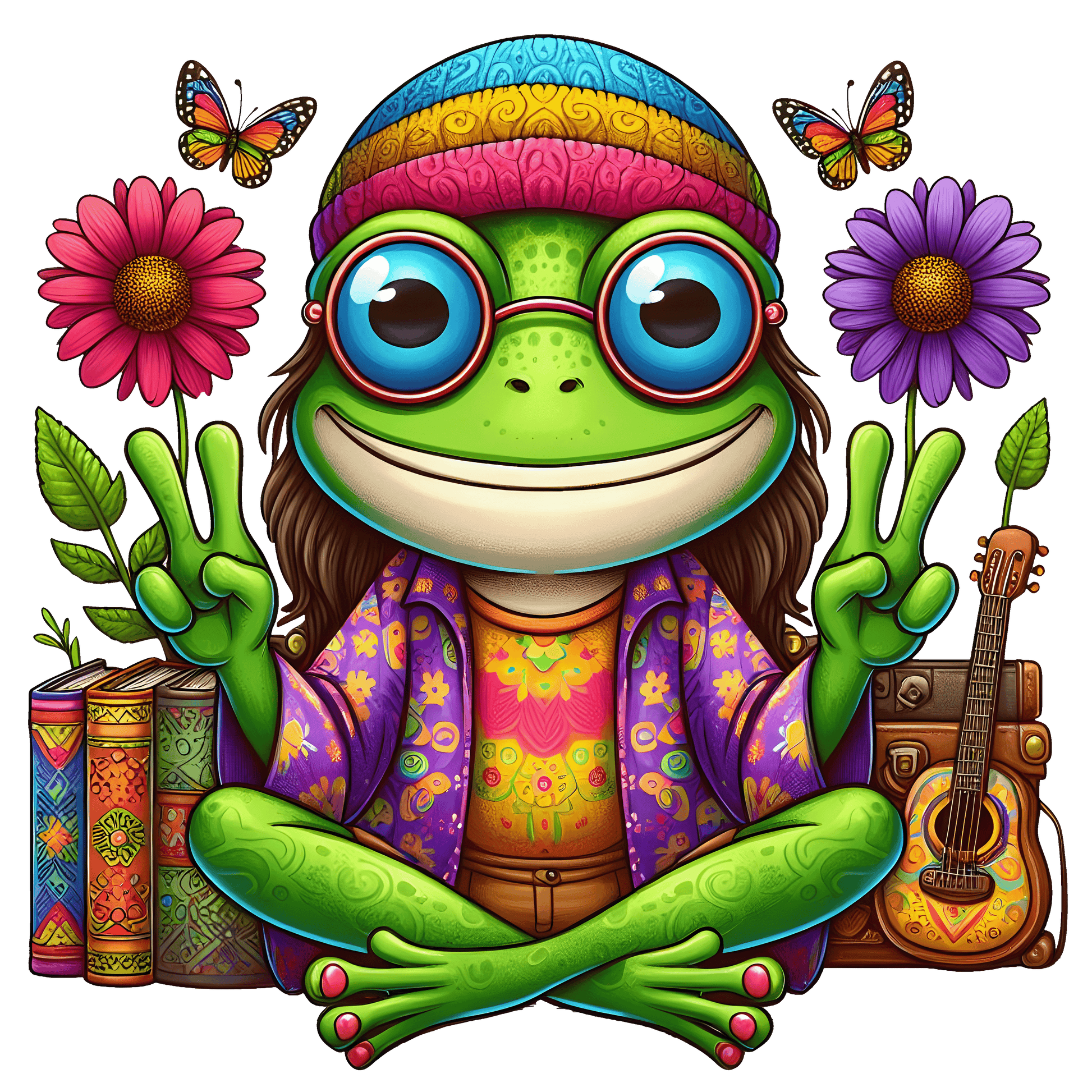 Hippie Frog Stickers - Print My Stickers