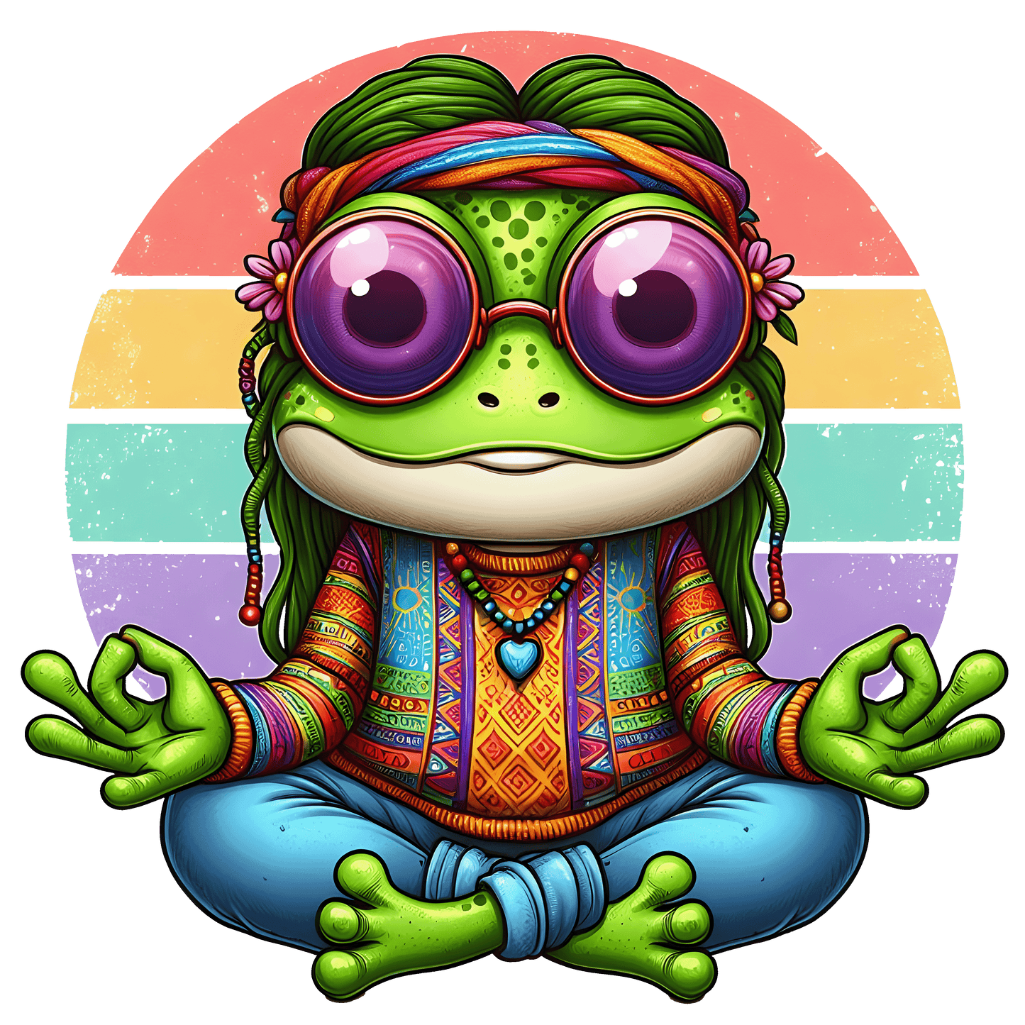 Hippie Frog Stickers - Print My Stickers