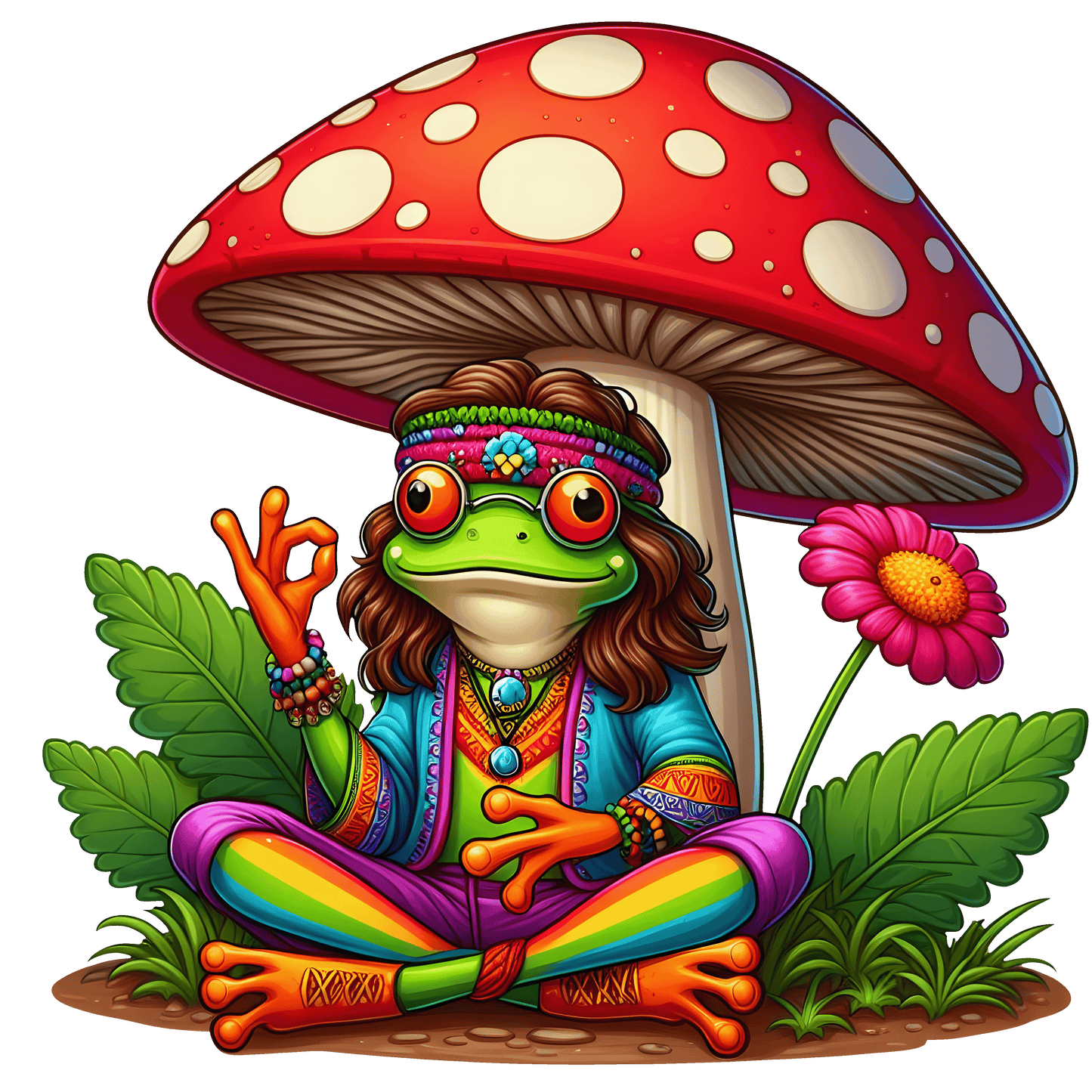 Hippie Frog Stickers - Print My Stickers