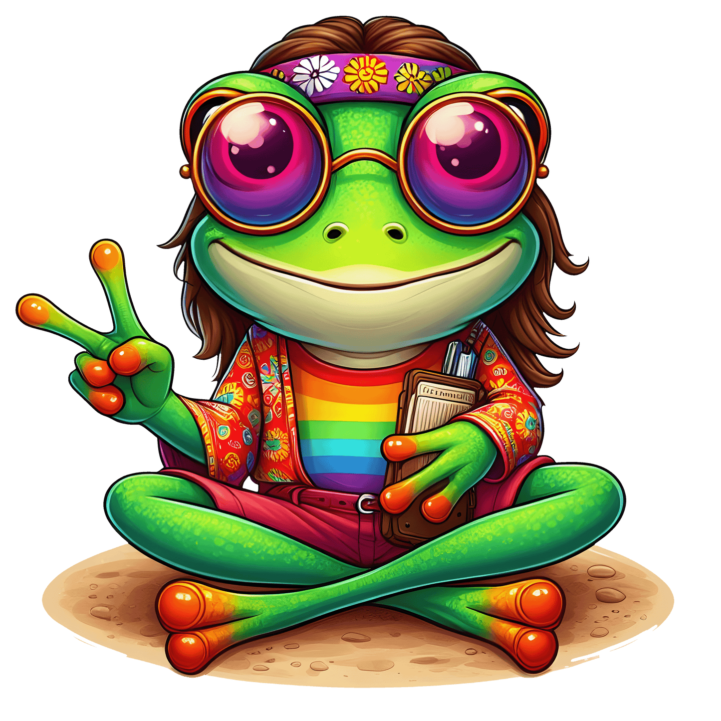 Hippie Frog Stickers - Print My Stickers