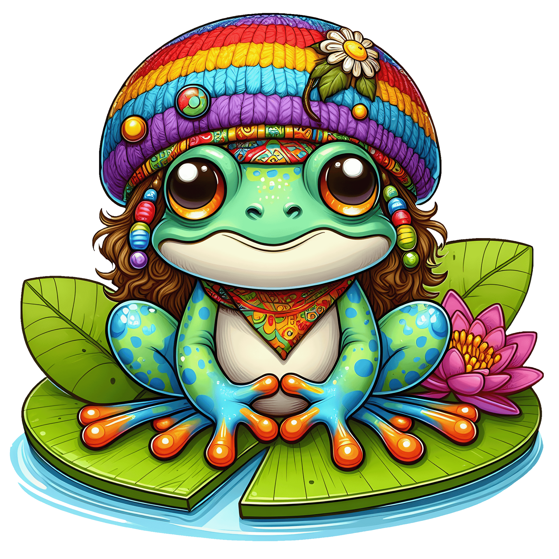 Hippie Frog Stickers - Print My Stickers