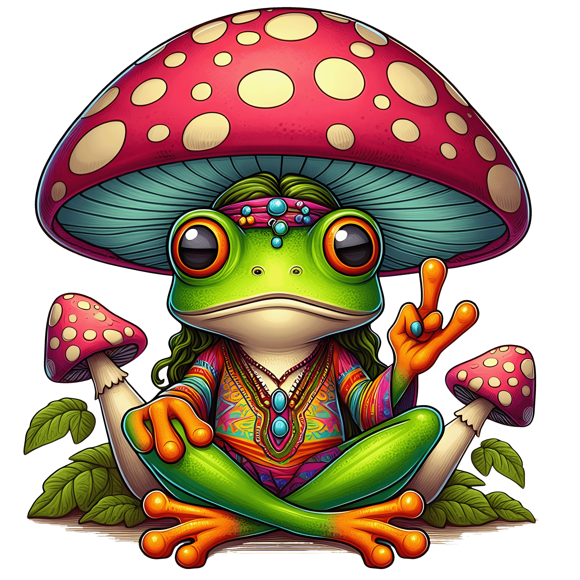 Hippie Frog Stickers - Print My Stickers