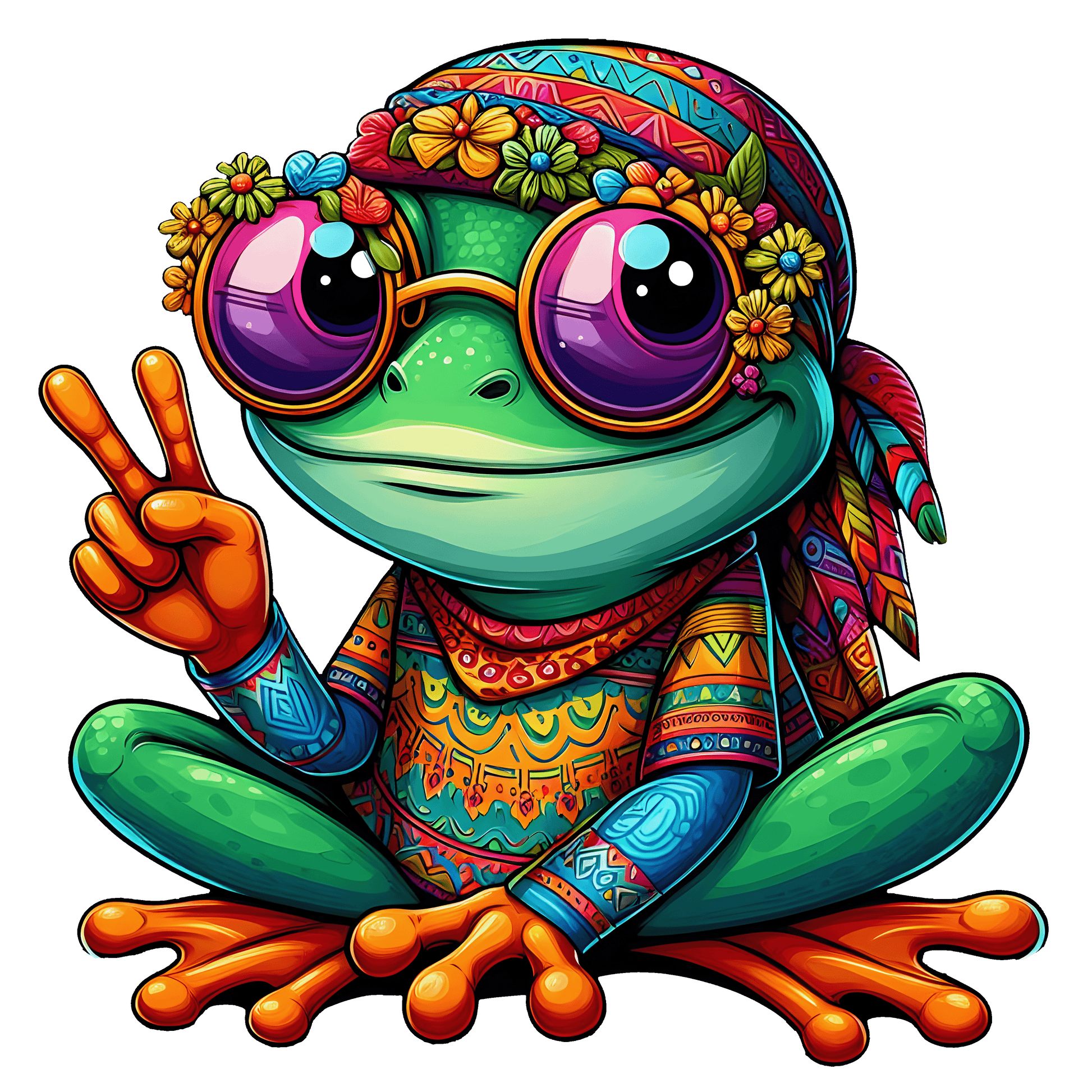 Hippie Frog Stickers - Print My Stickers