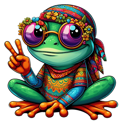 Hippie Frog Stickers - Print My Stickers