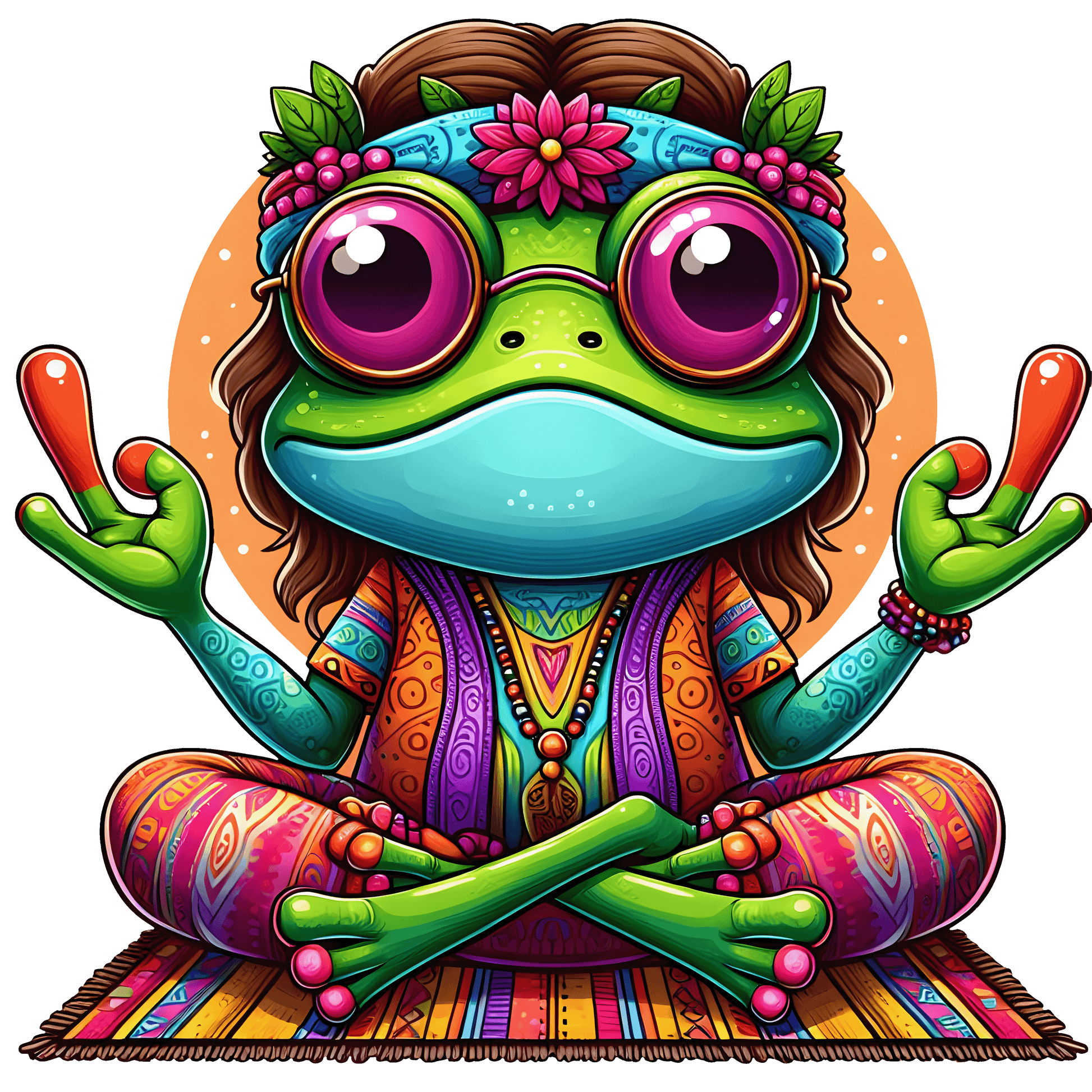 Hippie Frog Stickers - Print My Stickers