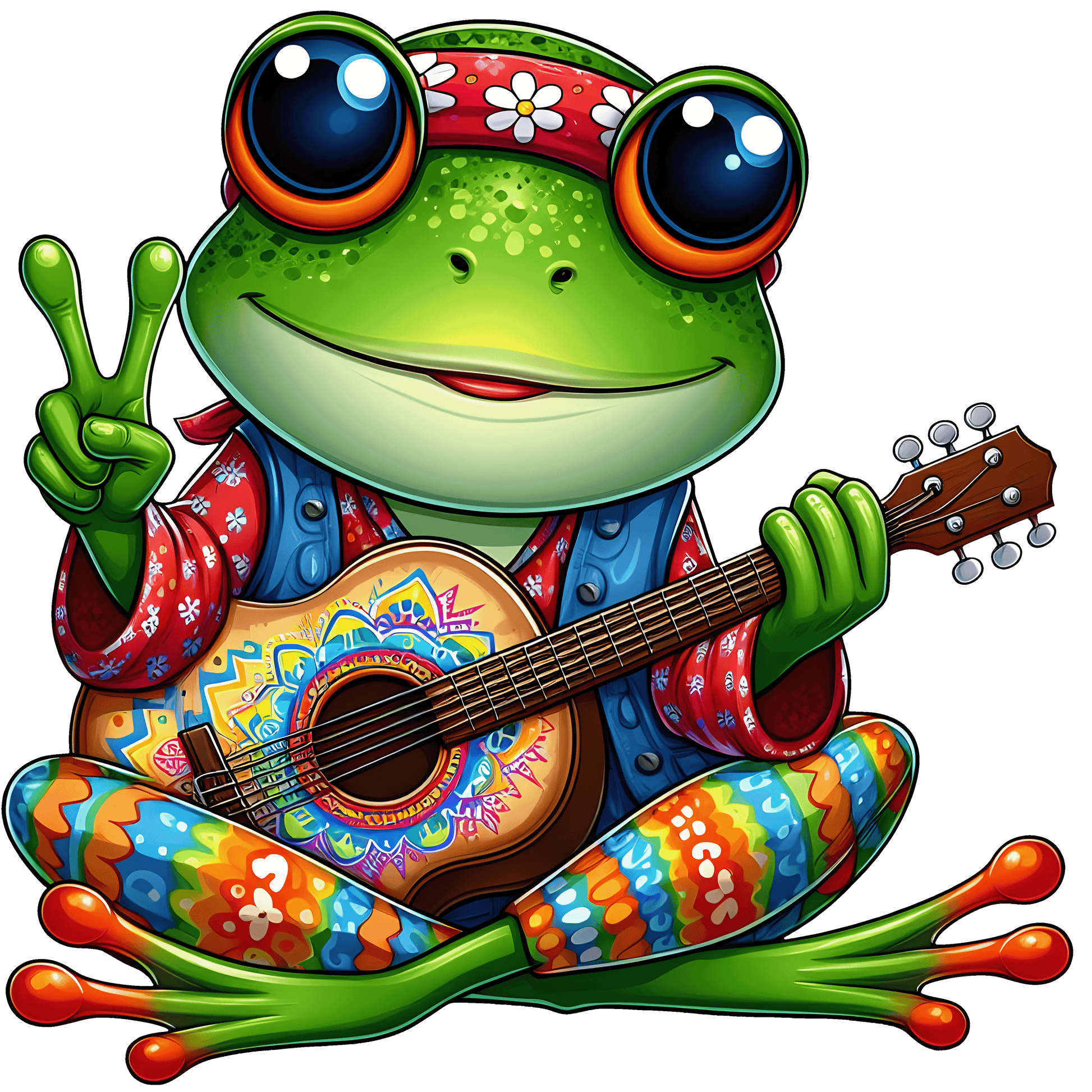 Hippie Frog Stickers - Print My Stickers