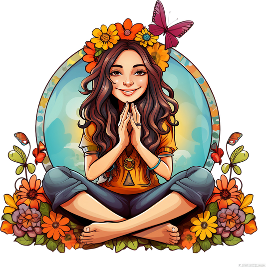 Hippie Girl Meditating Stickers Set 1 - Print My Stickers