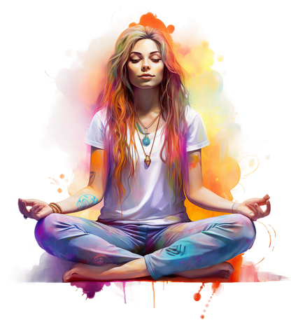 Hippie Girl Meditating Stickers Set 1 - Print My Stickers