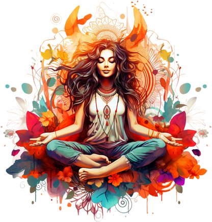 Hippie Girl Meditating Stickers Set 1 - Print My Stickers