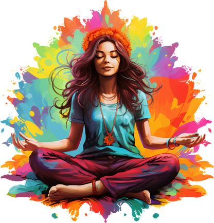 Hippie Girl Meditating Stickers Set 1 - Print My Stickers