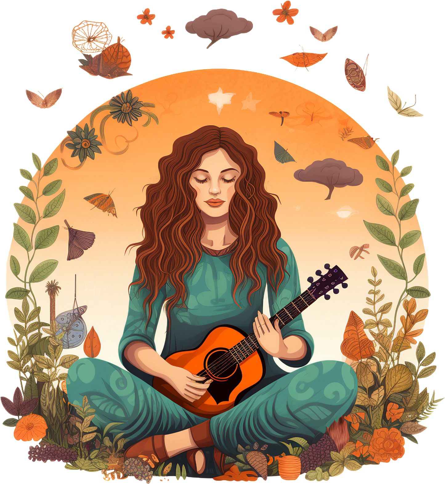 Hippie Girl Meditating Stickers Set 2 - Print My Stickers