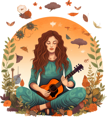 Hippie Girl Meditating Stickers Set 2 - Print My Stickers