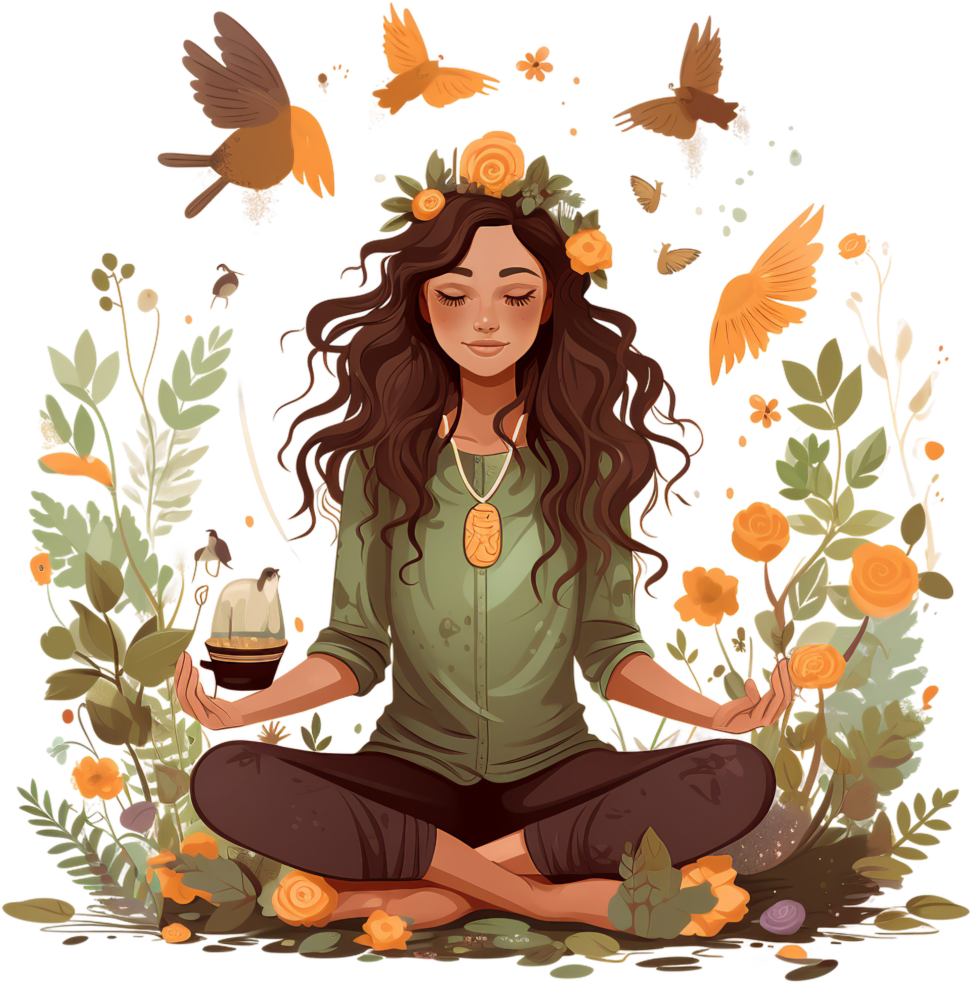 Hippie Girl Meditating Stickers Set 2 - Print My Stickers