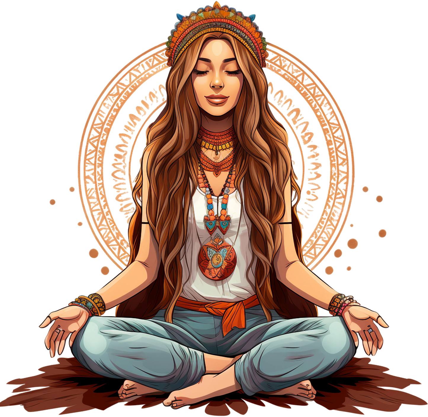 Hippie Girl Meditating Stickers Set 2 - Print My Stickers