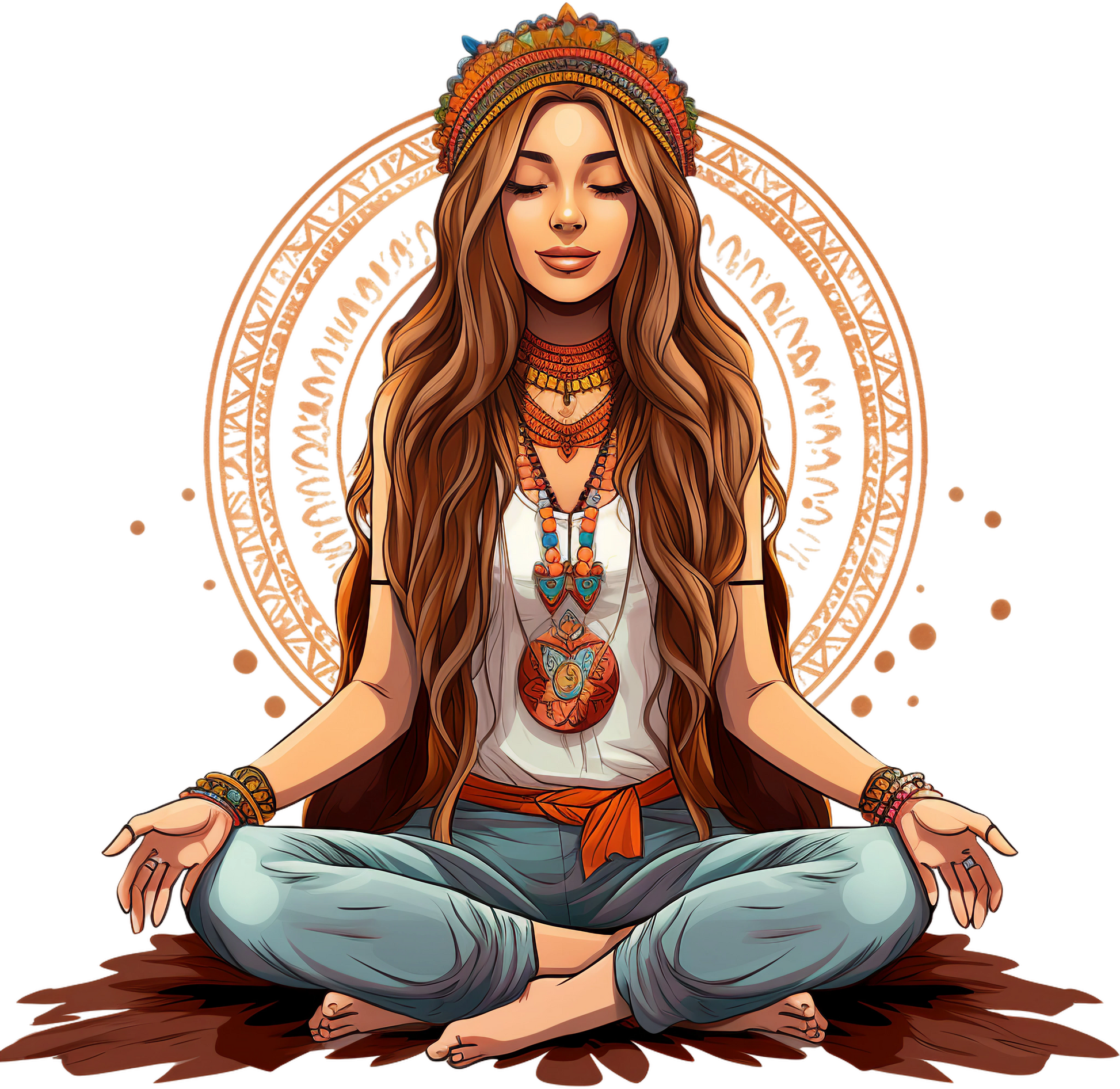 Hippie Girl Meditating Stickers Set 2 - Print My Stickers