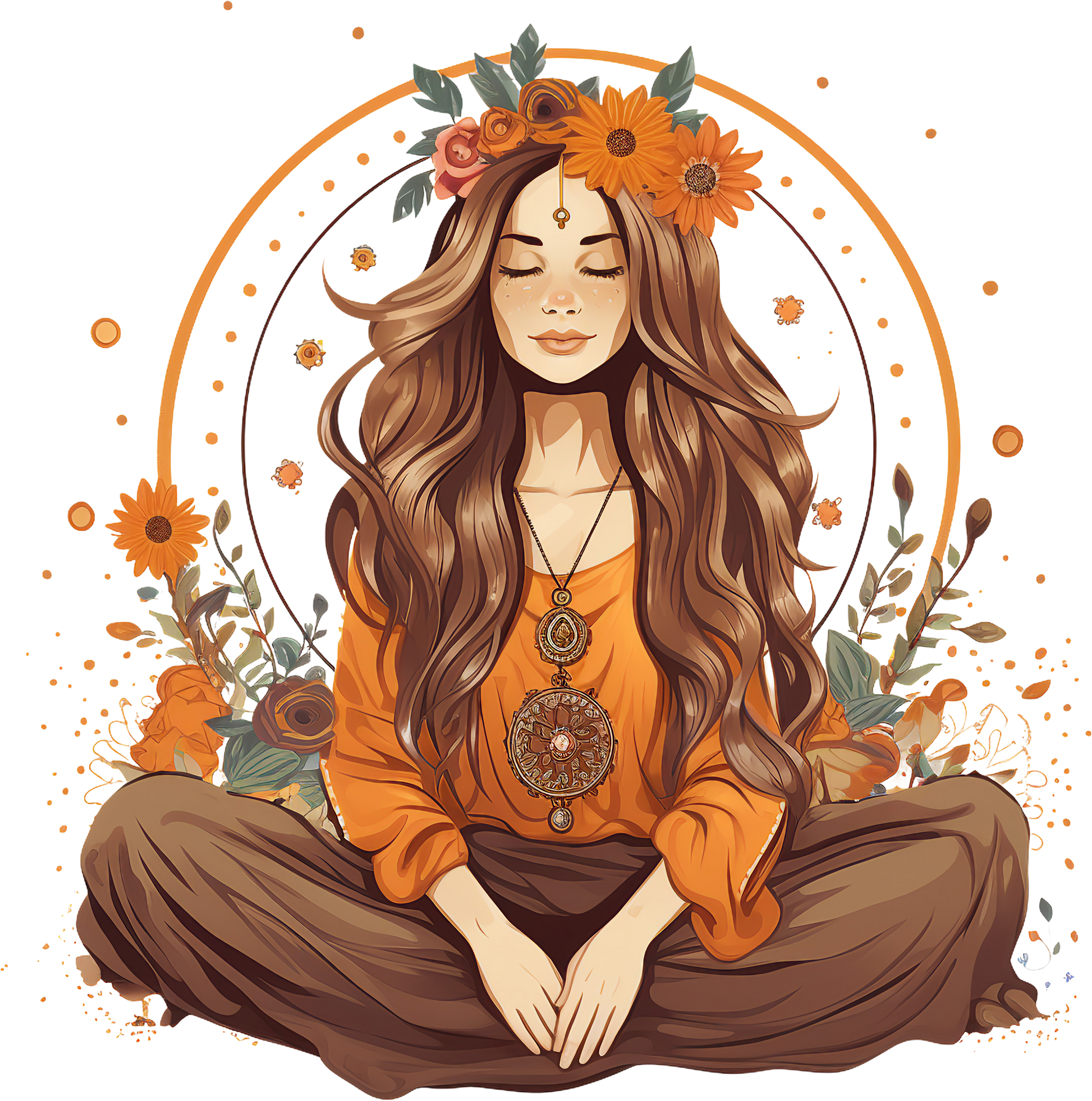 Hippie Girl Meditating Stickers Set 2 - Print My Stickers