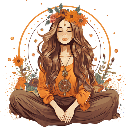 Hippie Girl Meditating Stickers Set 2 - Print My Stickers