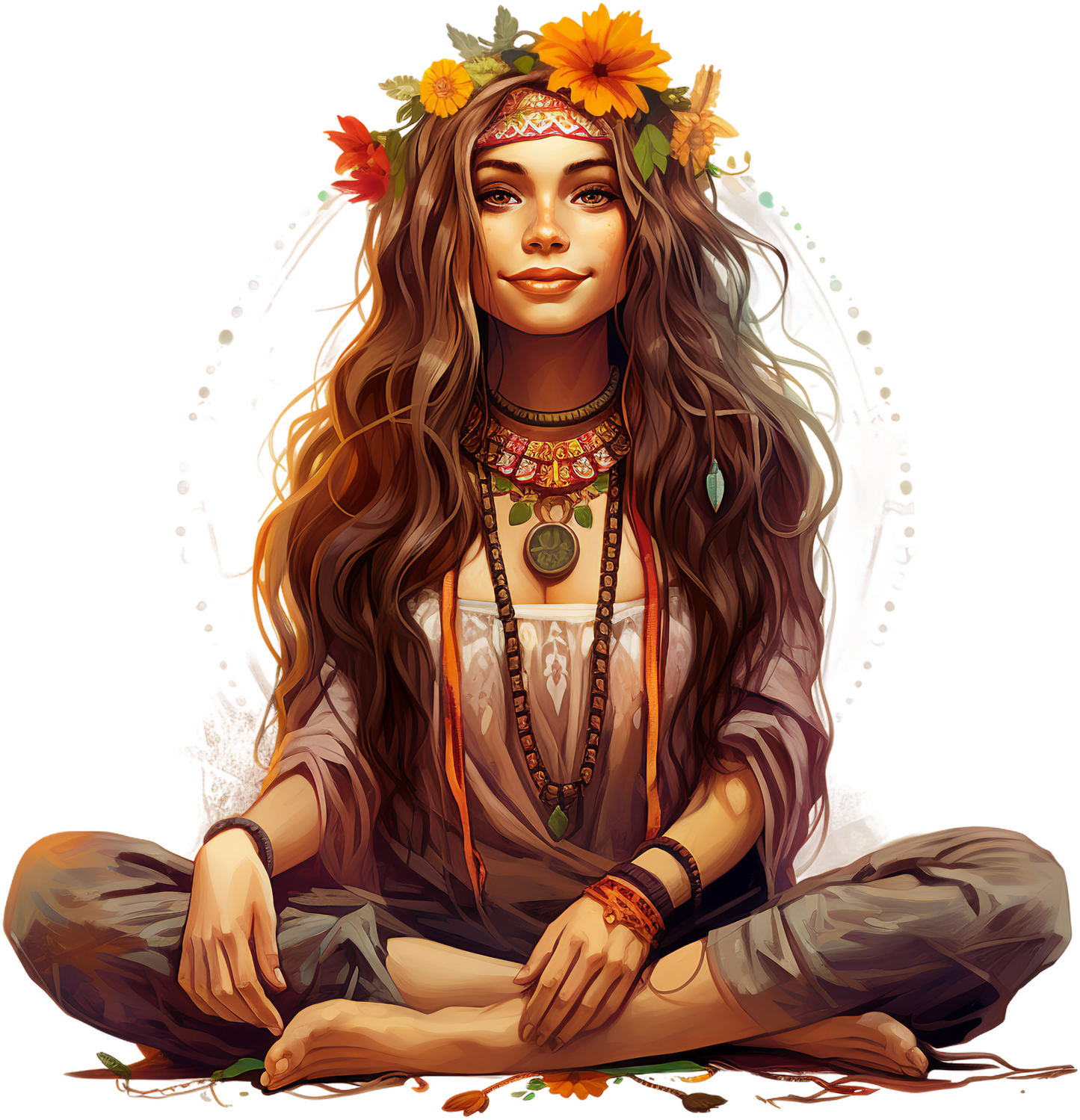 Hippie Girl Meditating Stickers Set 2 - Print My Stickers