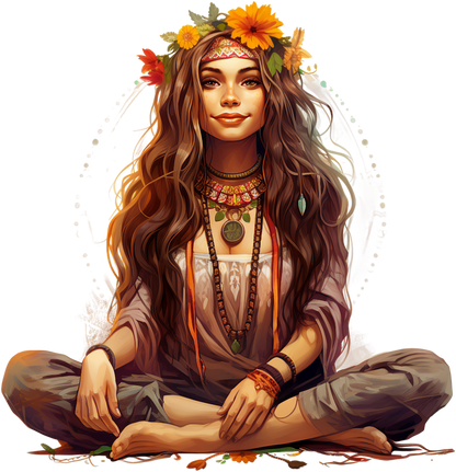 Hippie Girl Meditating Stickers Set 2 - Print My Stickers