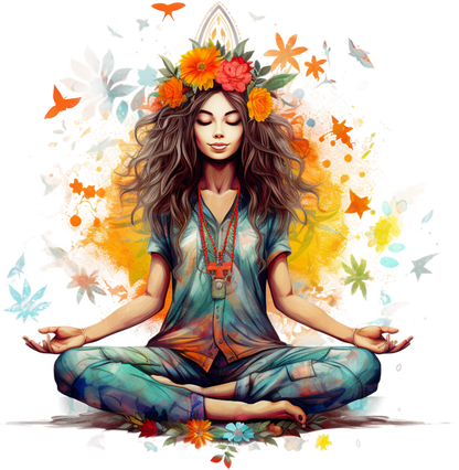 Hippie Girl Meditating Stickers Set 2 - Print My Stickers