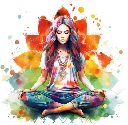 Hippie Girl Meditating Stickers Set 2 - Print My Stickers