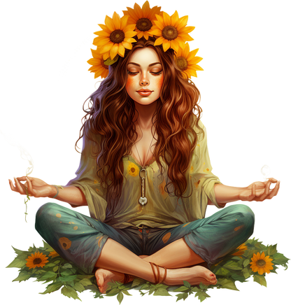 Hippie Girl Meditating Stickers Set 2 - Print My Stickers