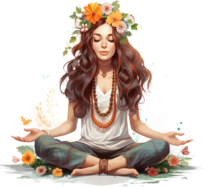 Hippie Girl Meditating Stickers Set 2 - Print My Stickers