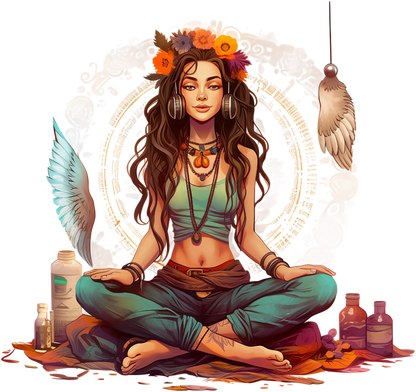 Hippie Girl Meditating Stickers Set 2 - Print My Stickers