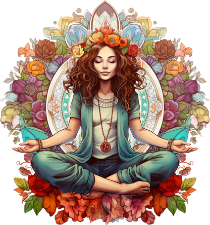 Hippie Girl Meditating Stickers Set 1 - Print My Stickers