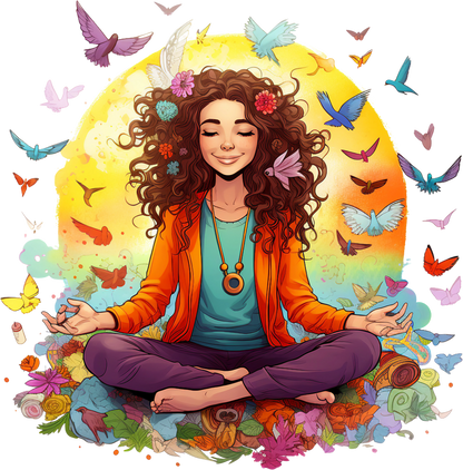 Hippie Girl Meditating Stickers Set 1 - Print My Stickers