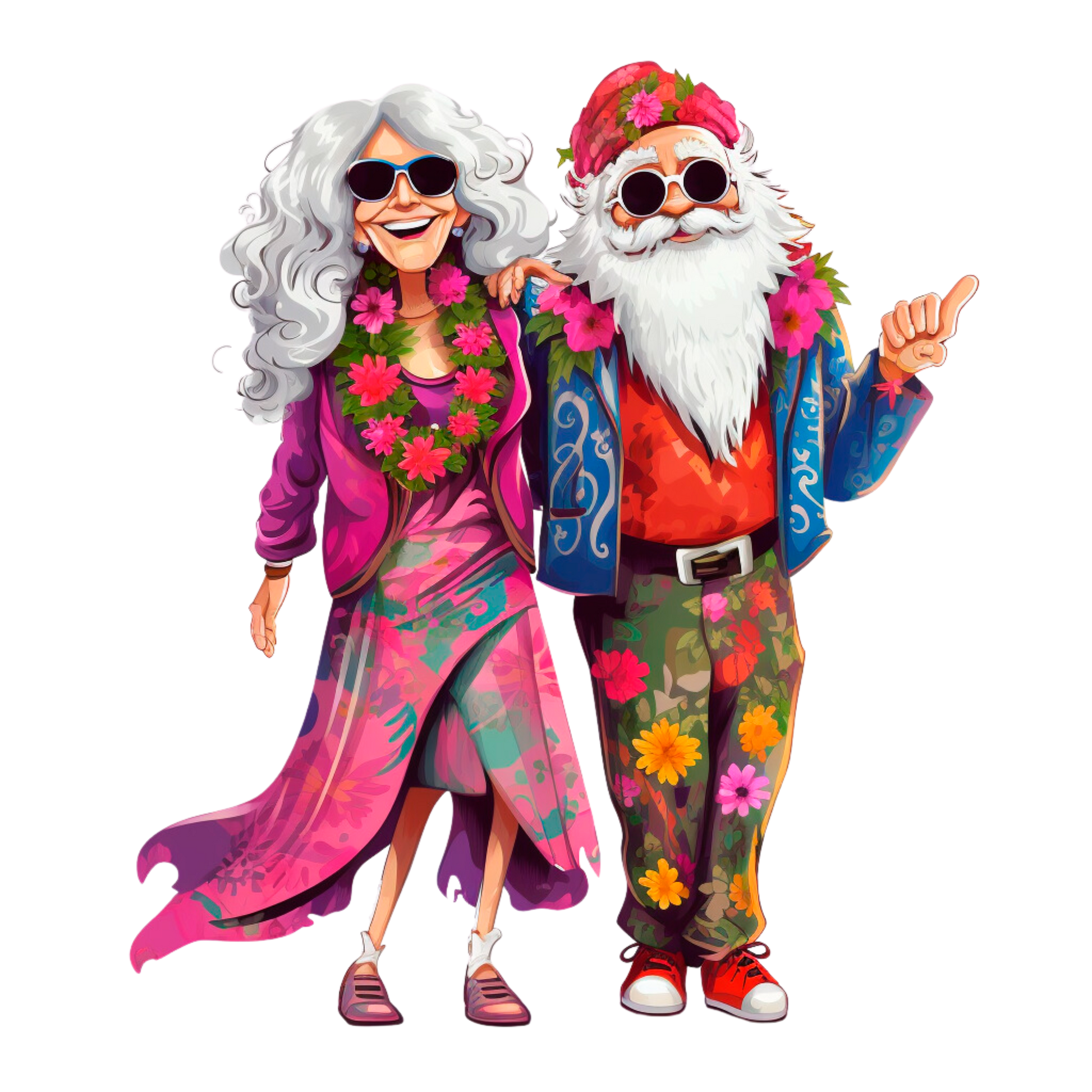 Old Couple Hippie Stickers - Print My Stickers