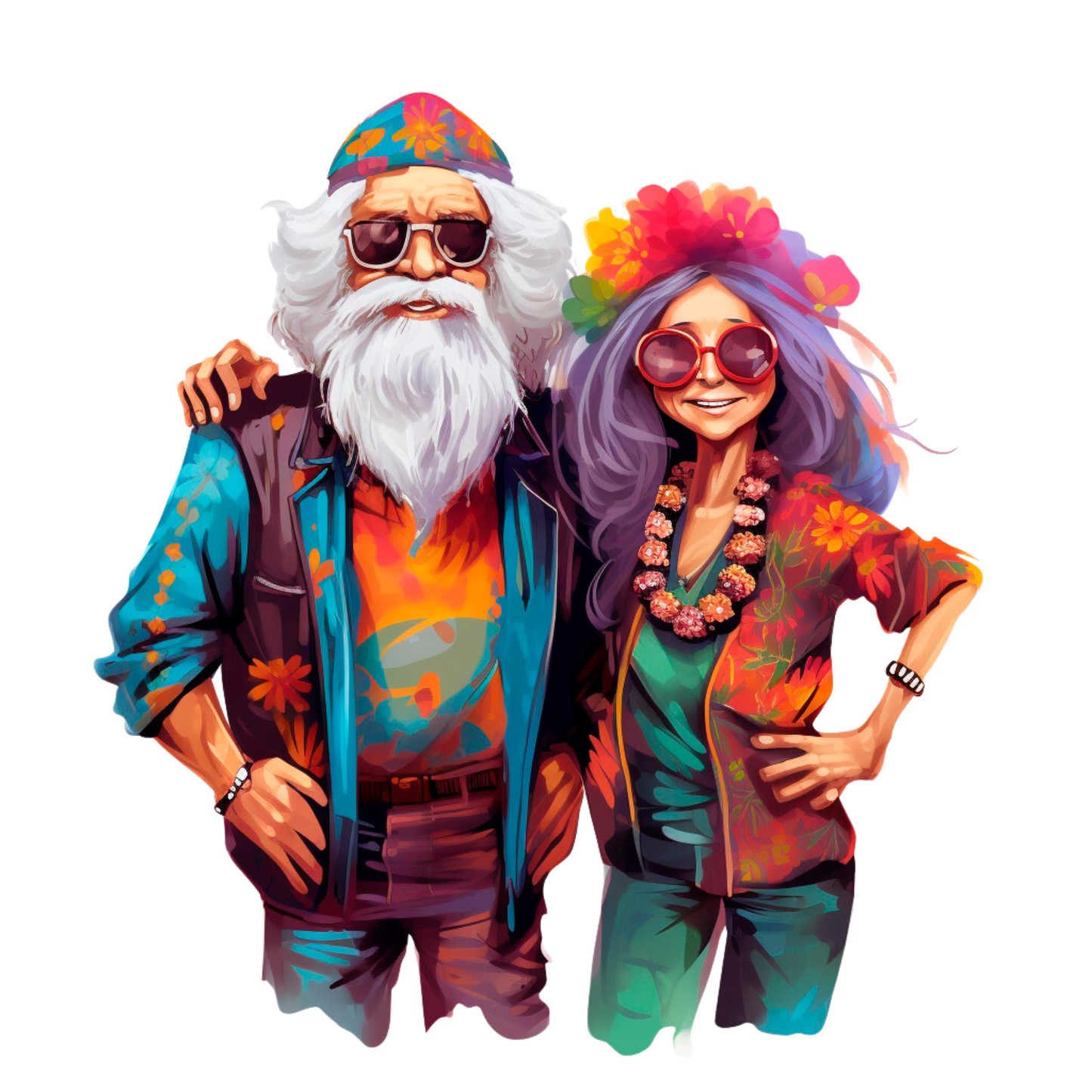 Old Couple Hippie Stickers - Print My Stickers