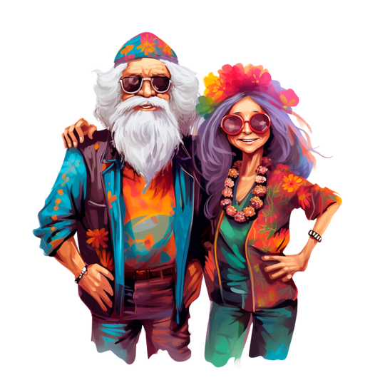 Old Couple Hippie Stickers - Print My Stickers