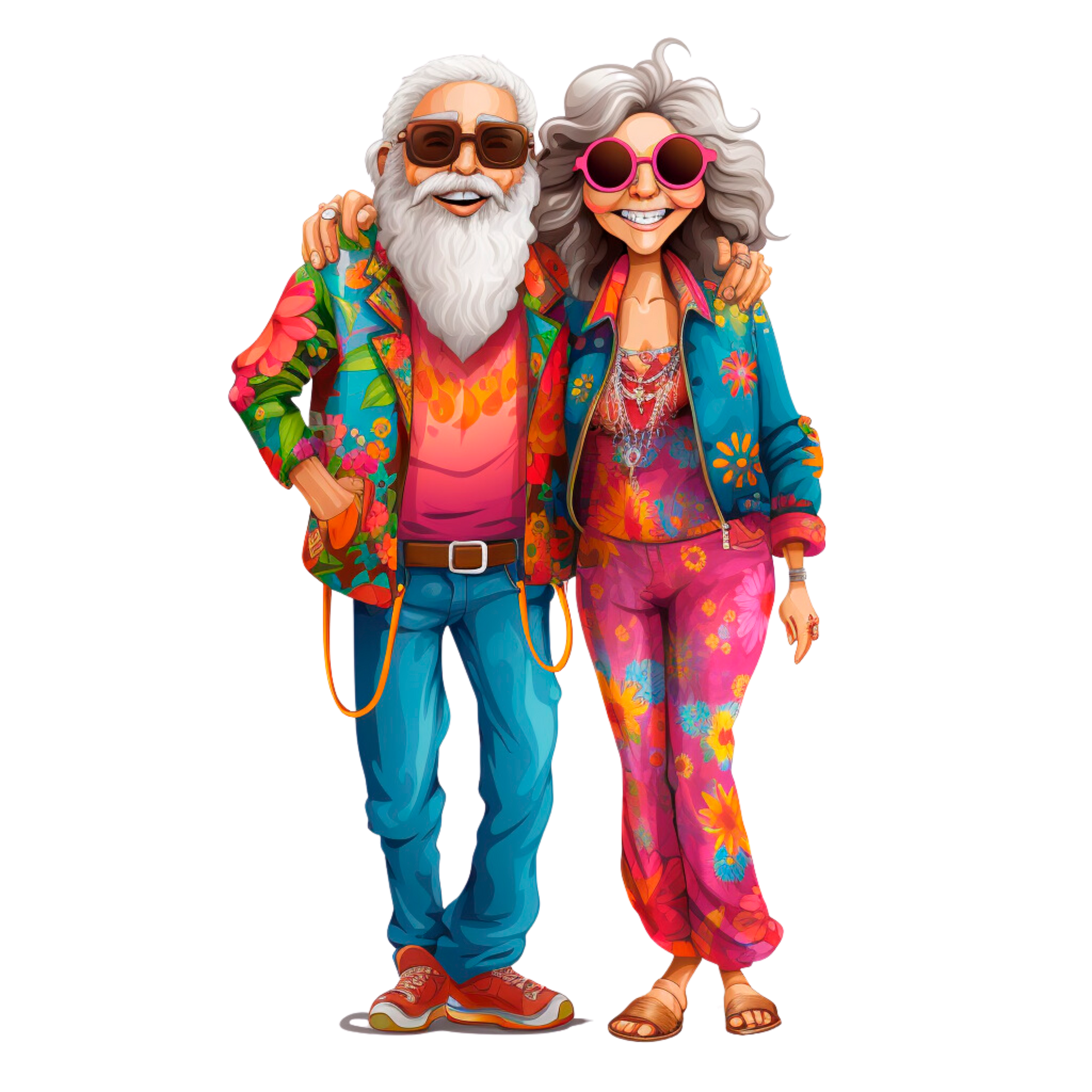 Old Couple Hippie Stickers - Print My Stickers